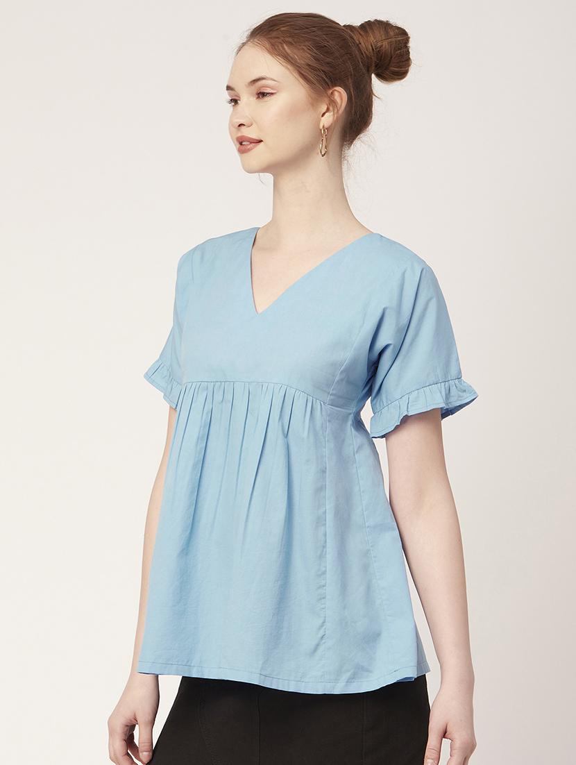 women's peplum v neck top - 20149037 -  Standard Image - 1