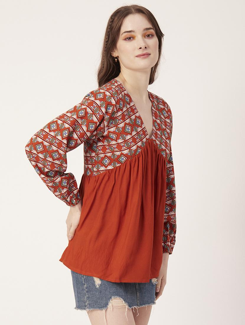 women's a line v neck top - 20149051 - Standard Image - 1