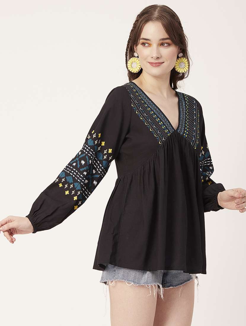 women's a line v neck top - 20149052 -  Standard Image - 1