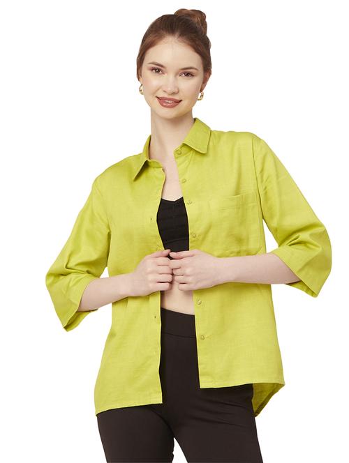lime cotton regular shirt - 20149054 - Standard Image - 0