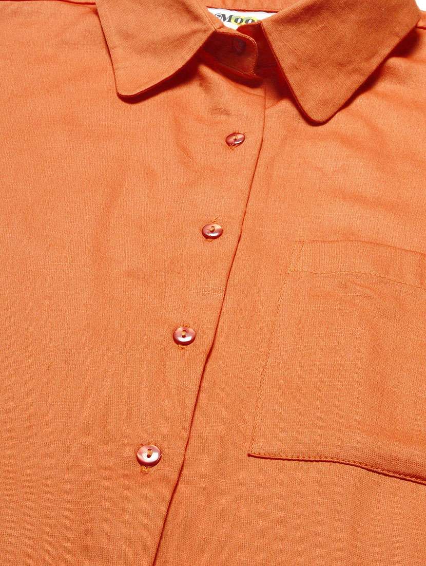 orange cotton regular shirt - 20149056 -  Standard Image - 4