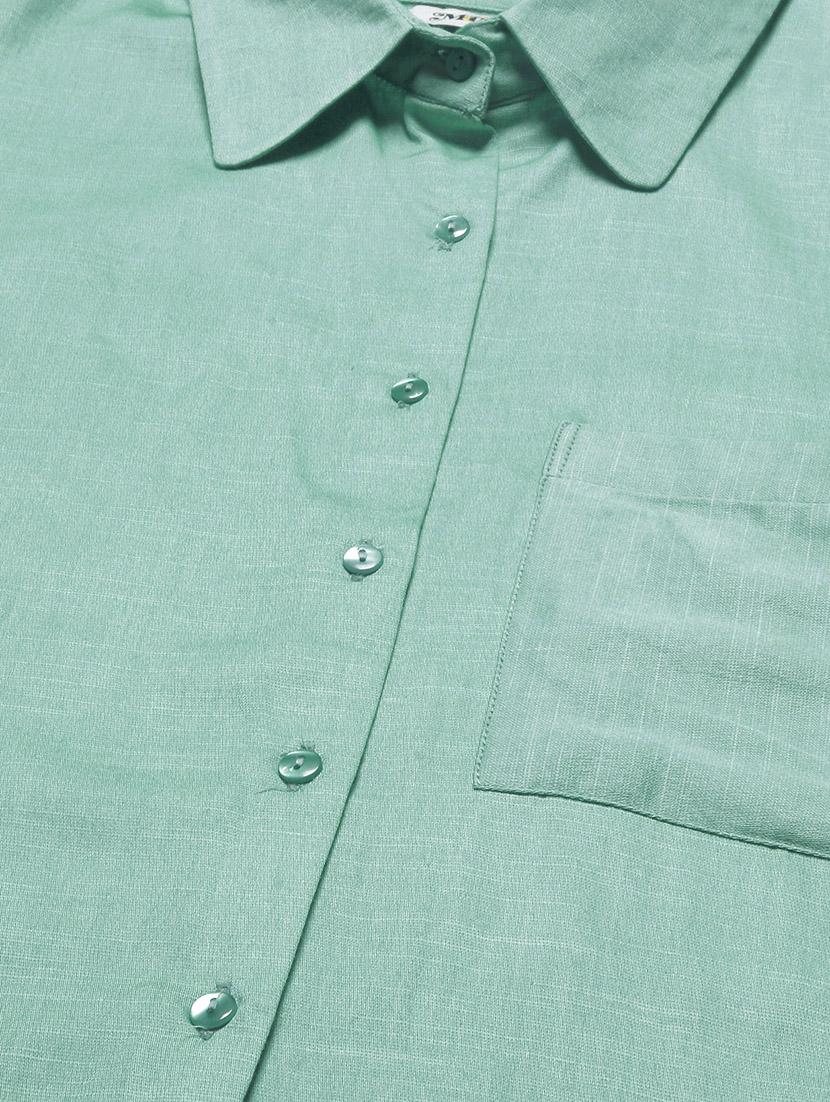 green cotton regular shirt - 20149058 - Standard Image - 4