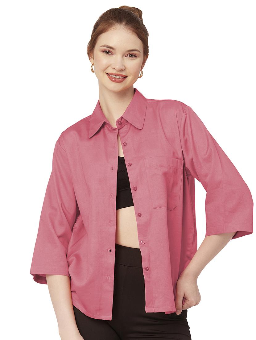 pink cotton regular shirt - 20149059 - Zoom Image - 0