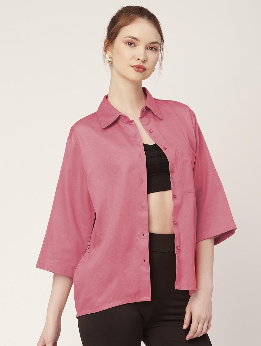 pink cotton regular shirt - 20149059 - Standard Image - 1