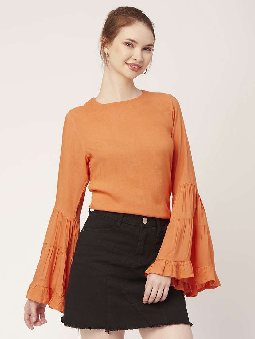 women's straight round neck top - 20149074 - Standard Image - 1