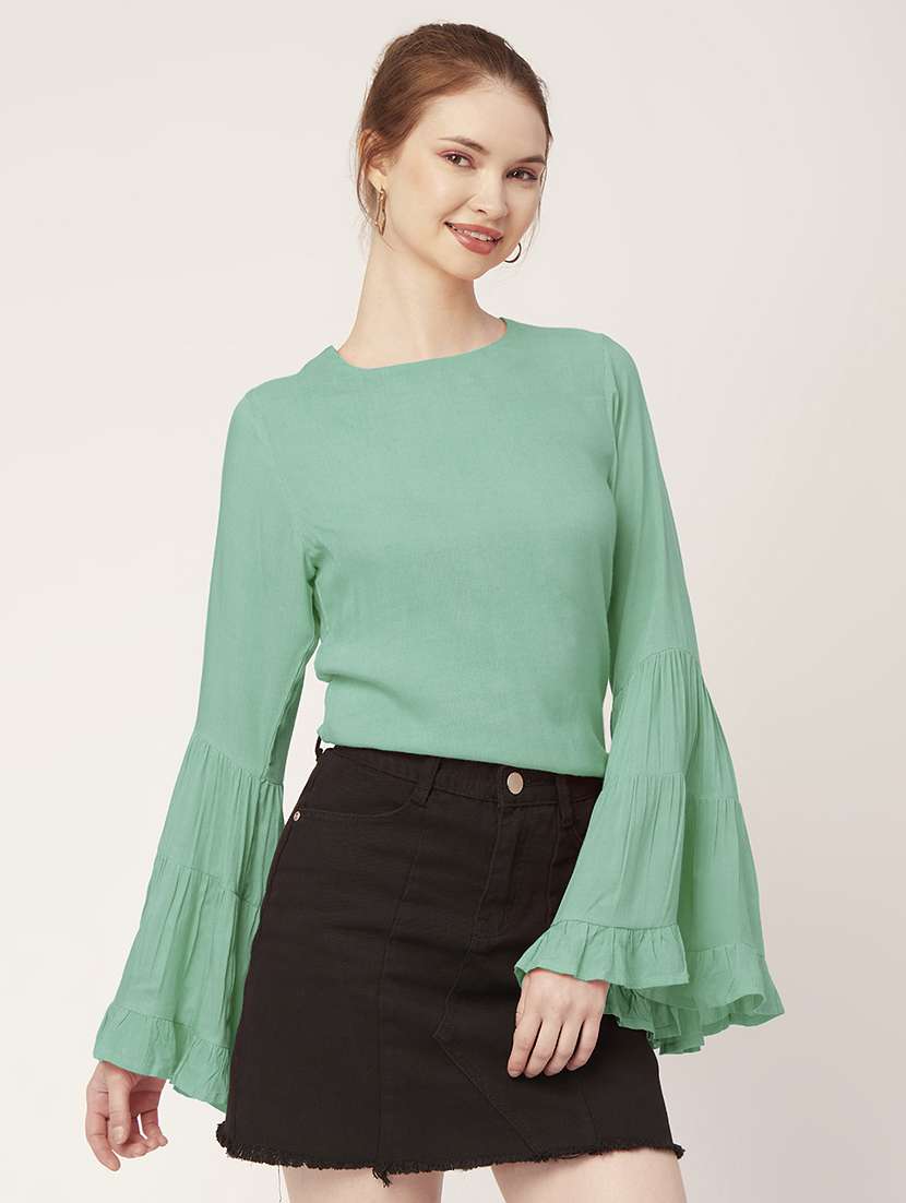 women's straight round neck top - 20149075 - Standard Image - 1