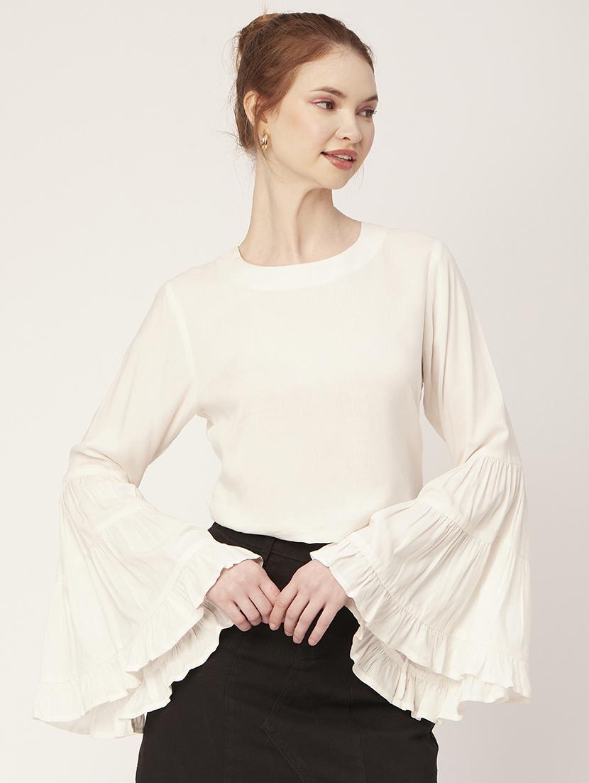 women's straight round neck top - 20149079 - Standard Image - 1