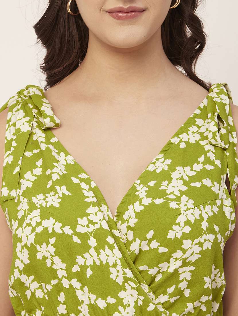 green printed backless full length jumpsuit - 20149096 -  Standard Image - 4