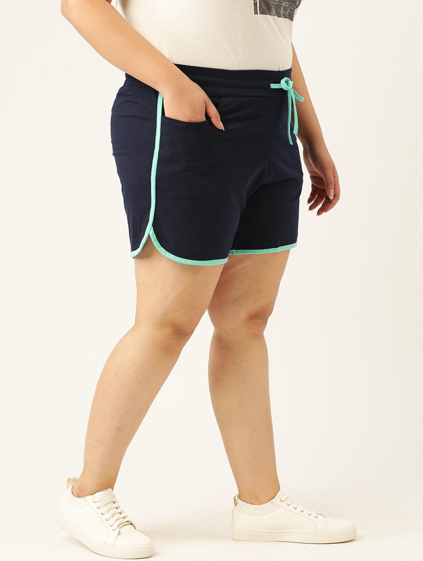 navy blue cotton tailored shorts - 20149102 - Standard Image - 1
