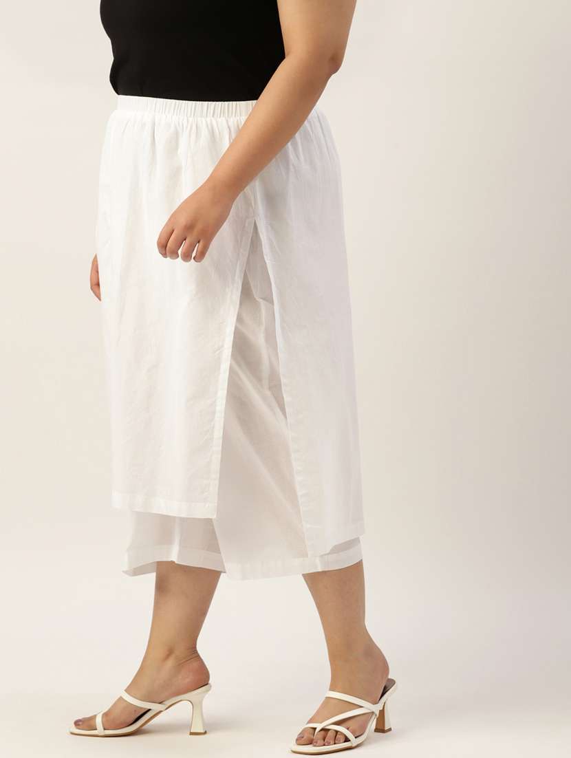 women solid color flat front culottes - 20149242 -  Standard Image - 1