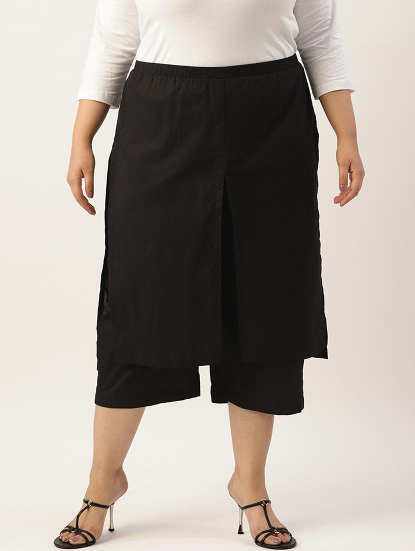 women solid color flat front culottes - 20149244 -  Zoom Image - 0