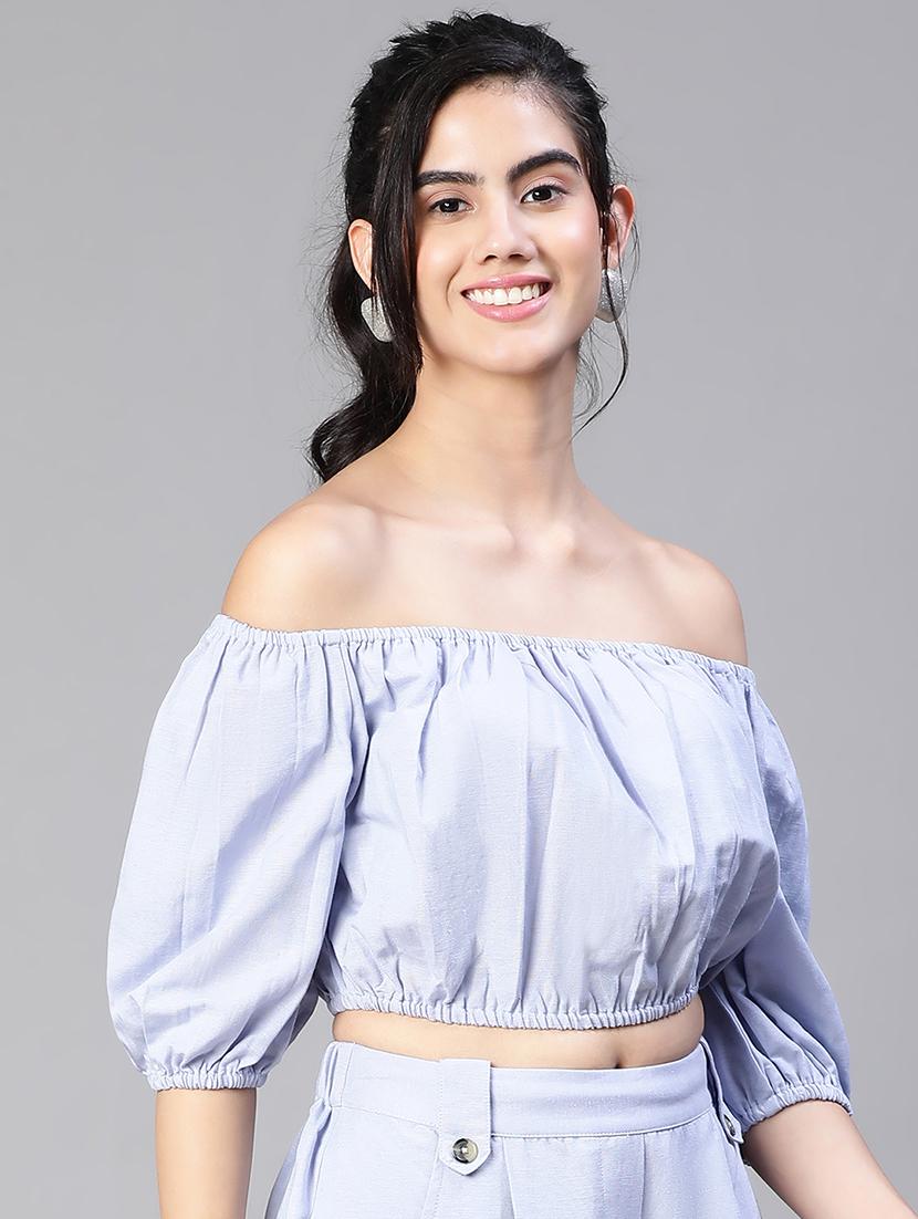 women's crop off shoulder top - 20149288 - Standard Image - 1