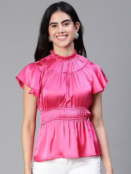 women's peplum mock neck top - 20149302 - Standard Image - 0