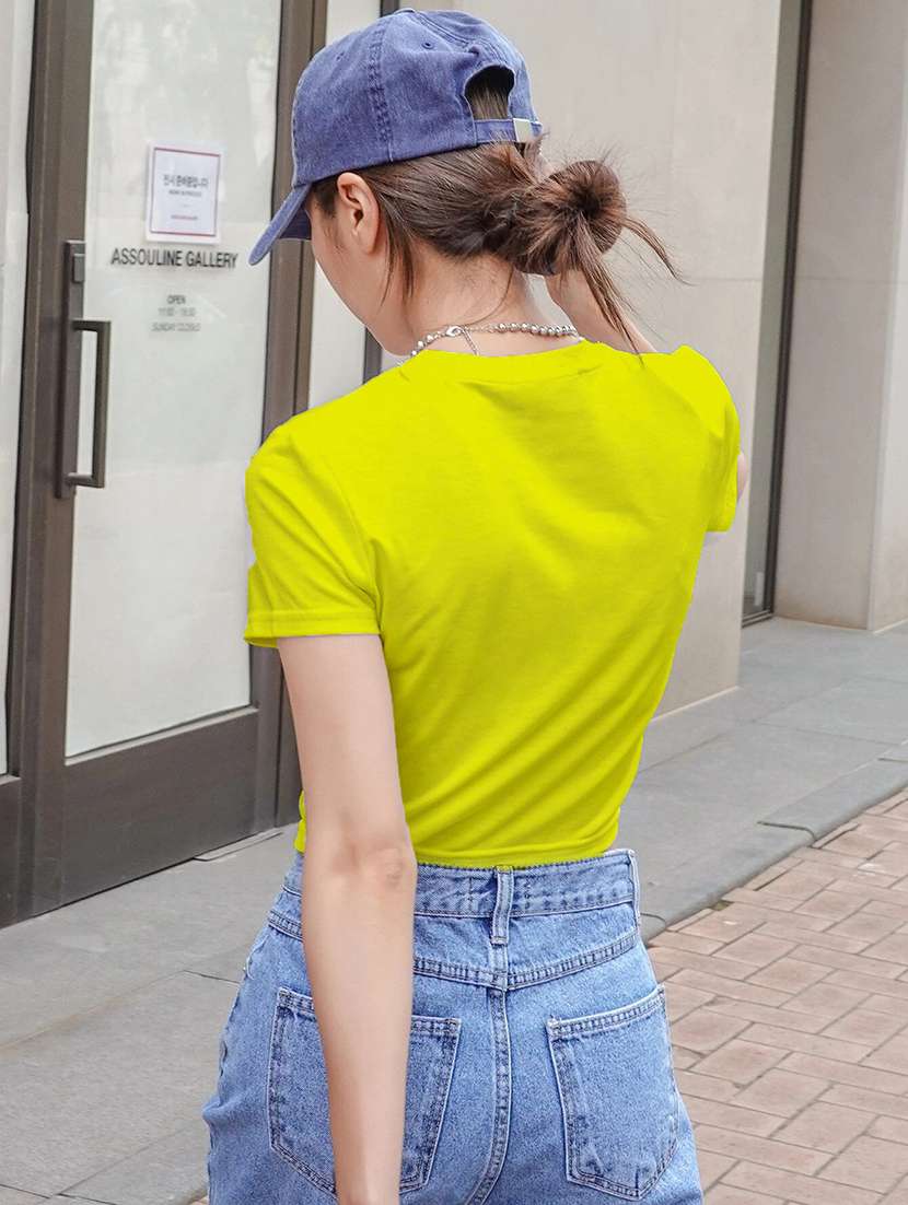 women's crop round neck t-shirt - 20149392 -  Standard Image - 1