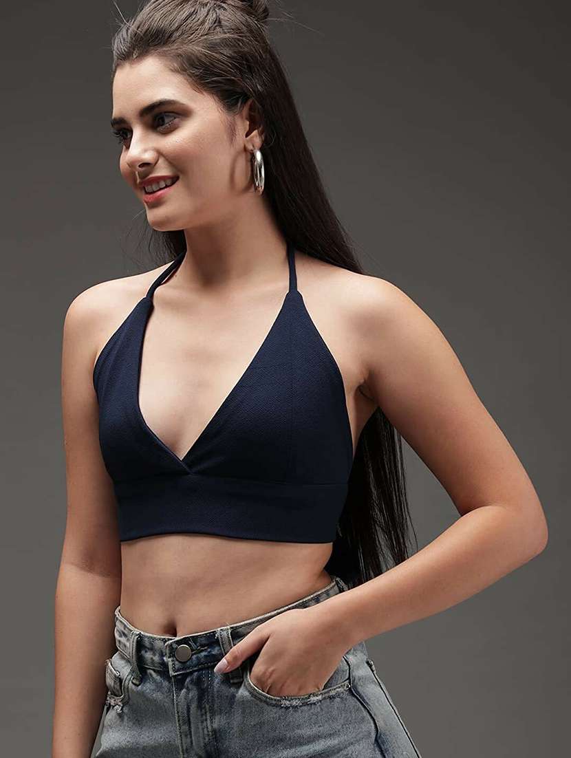 women's crop v neck top