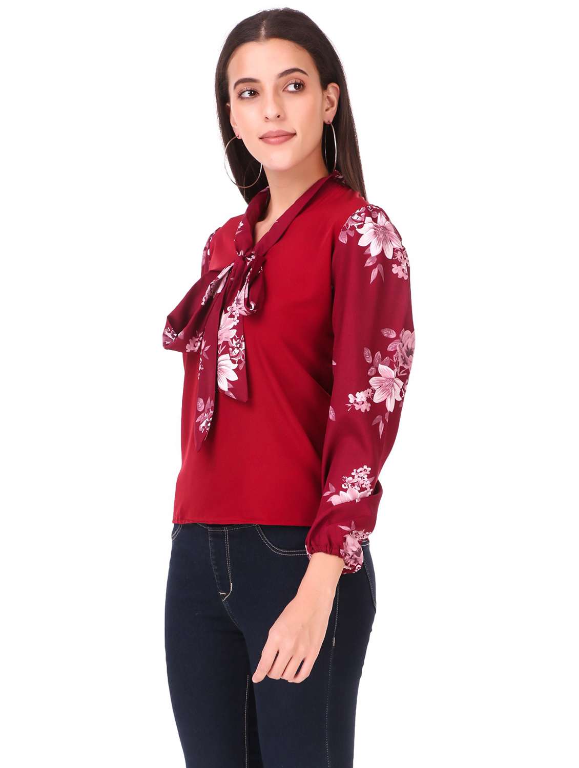 women's straight tie-up neck top - 20149868 -  Standard Image - 1