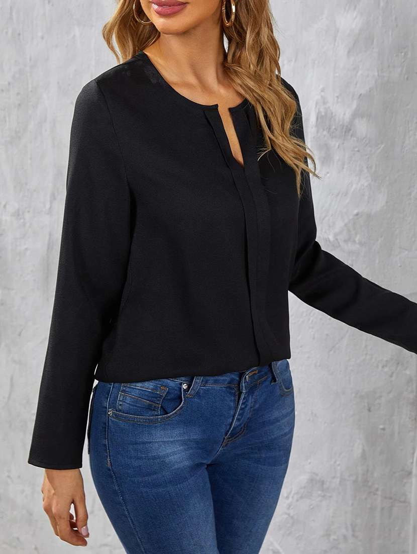 women's straight notch neck top - 20149931 -  Standard Image - 1
