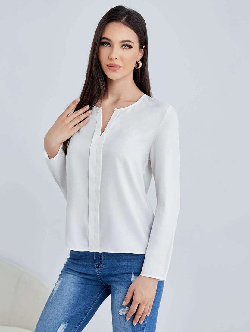 women's straight notch neck top - 20149936 -  Standard Image - 1