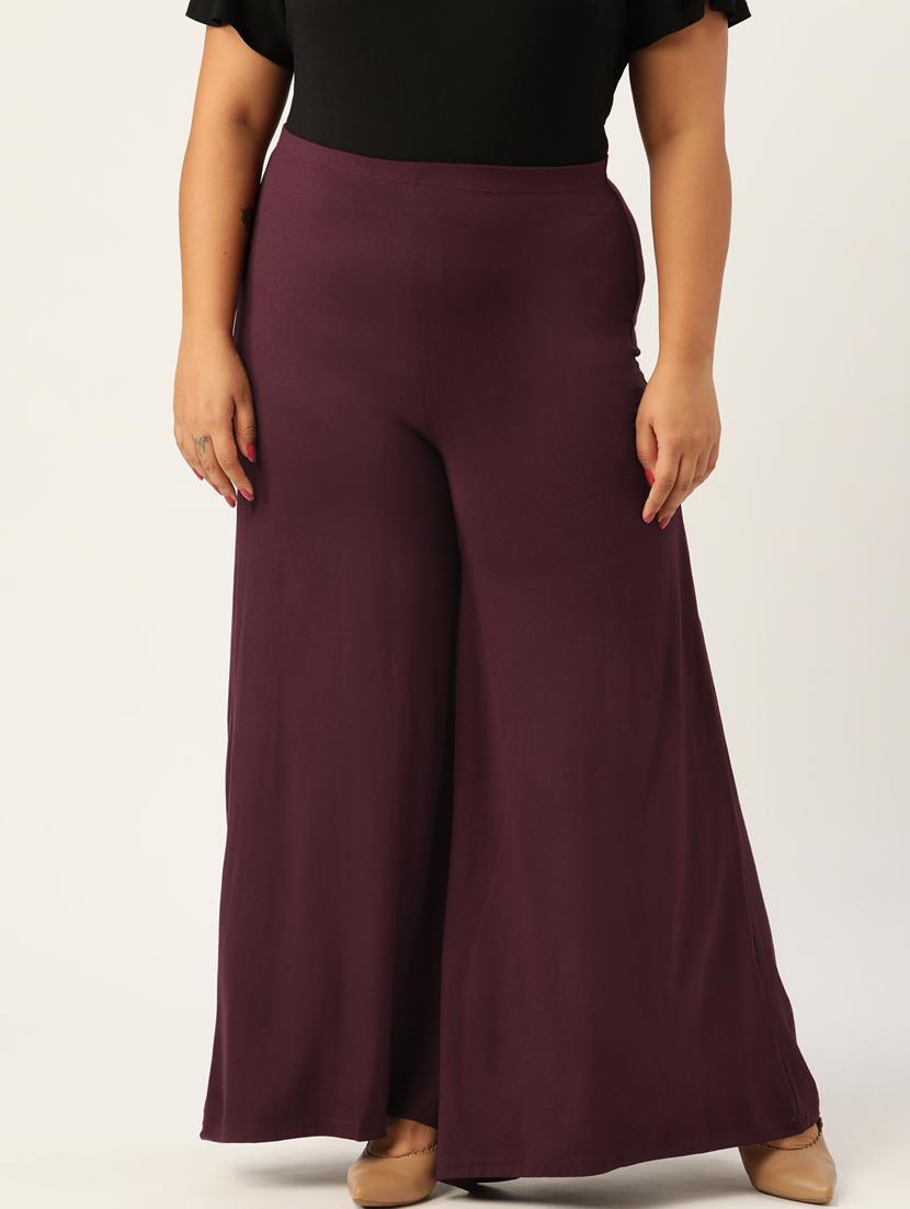 purple viscose palazzos - 20150021 -  Zoom Image - 0