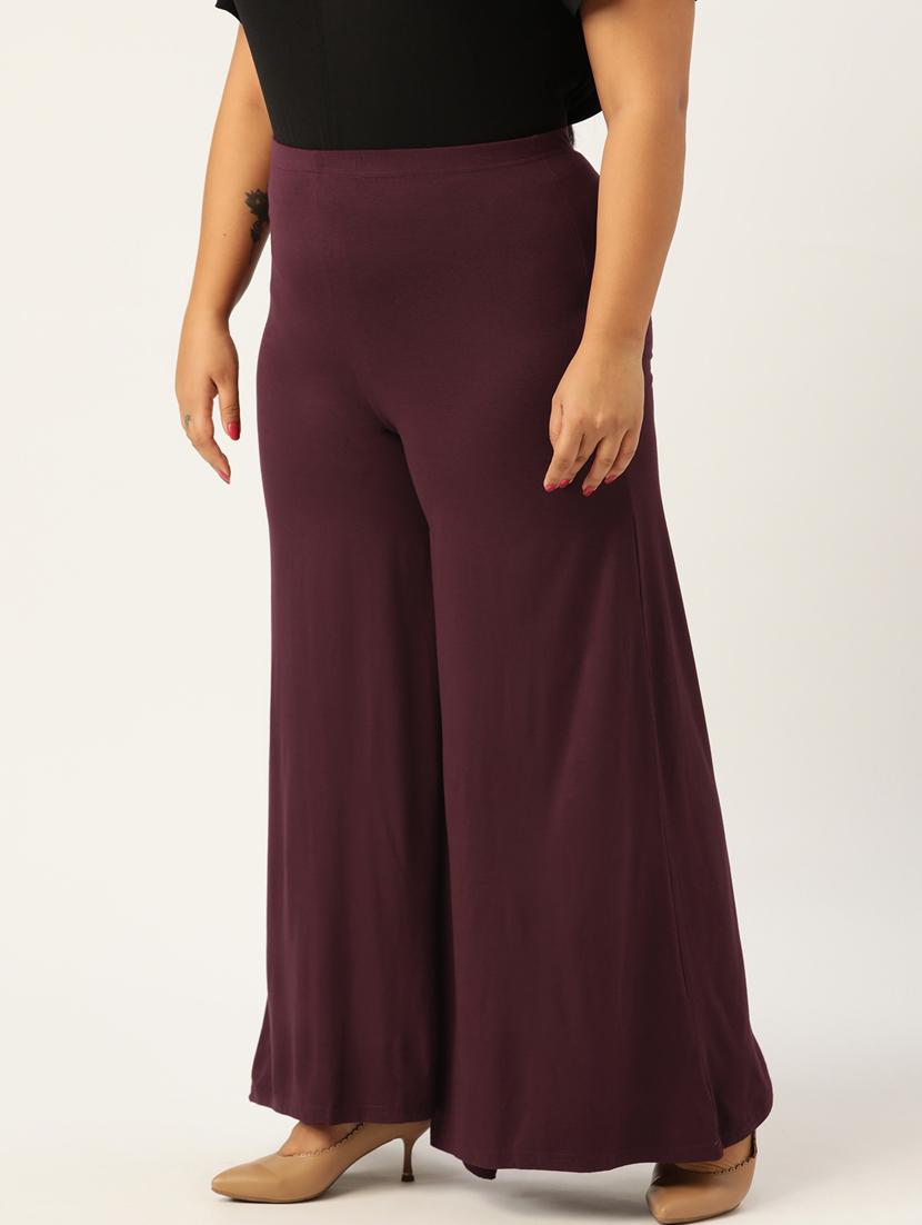 purple viscose palazzos - 20150021 -  Standard Image - 1