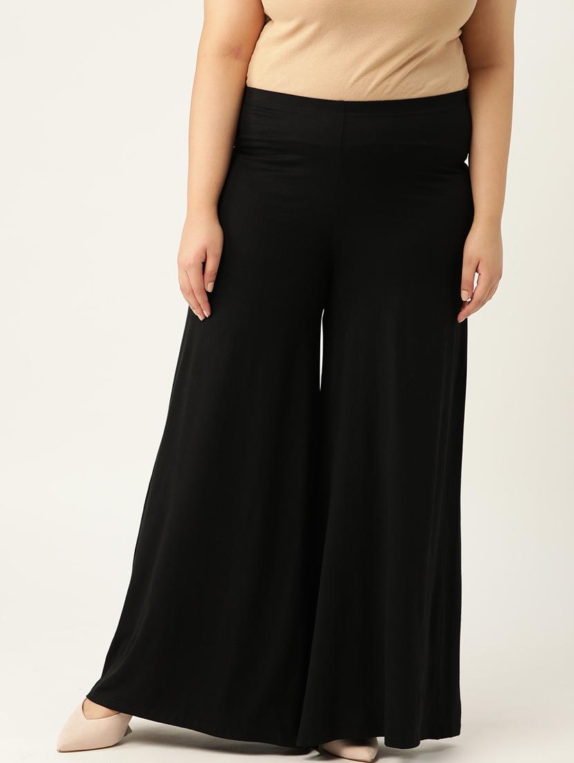 black solid viscose palazzo - 20150024 - Zoom Image - 0