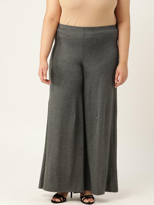 grey solid viscose palazzo - 20150025 -  Standard Image - 0