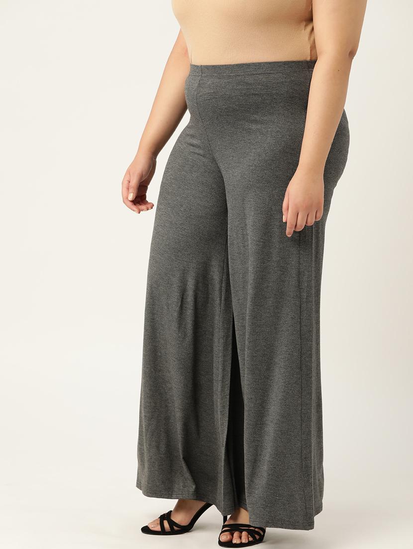 grey solid viscose palazzo - 20150025 -  Standard Image - 1