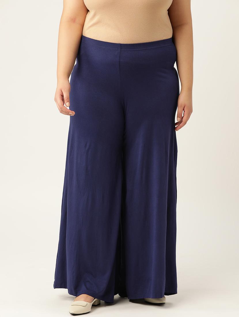 navy blue viscose palazzos - 20150027 - Zoom Image - 0