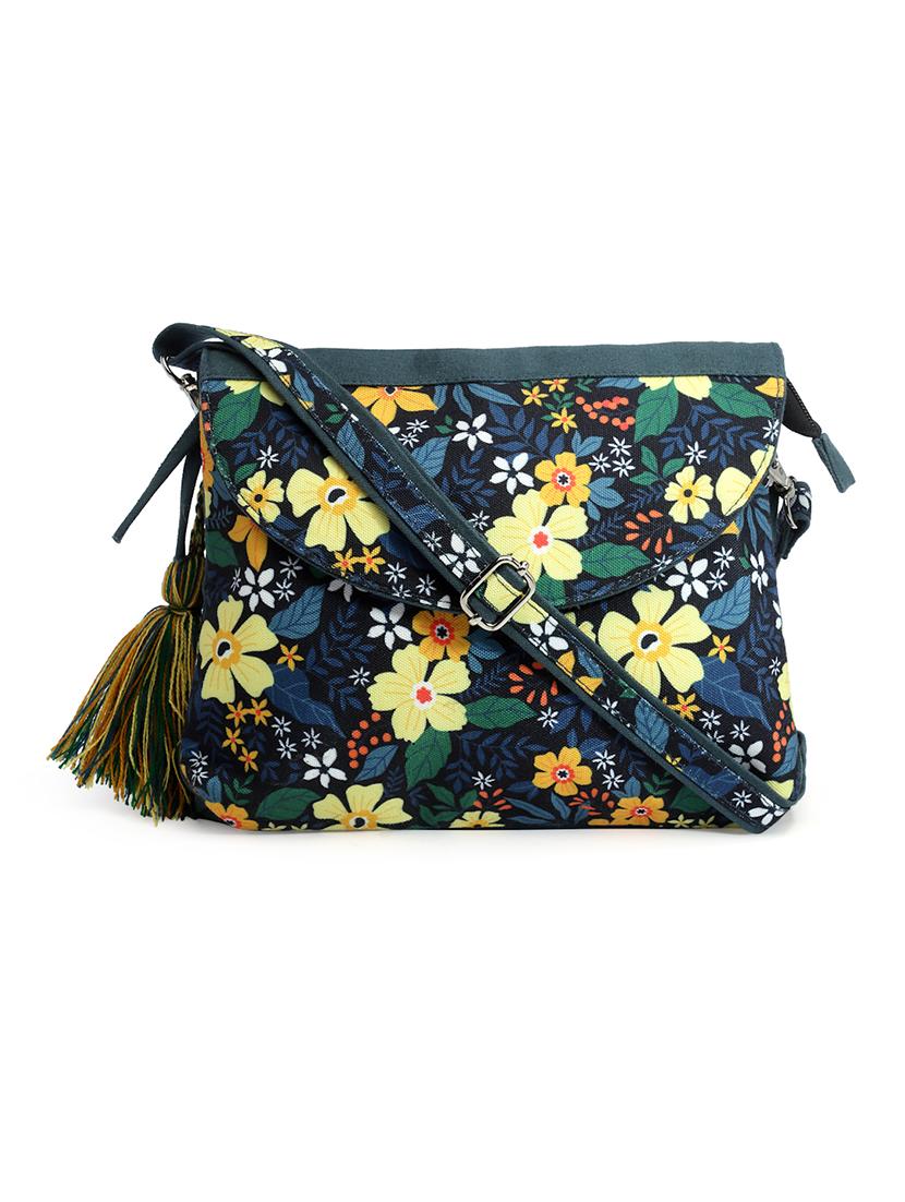 green cotton polyester blend sling bag - 20150029 - Standard Image - 1