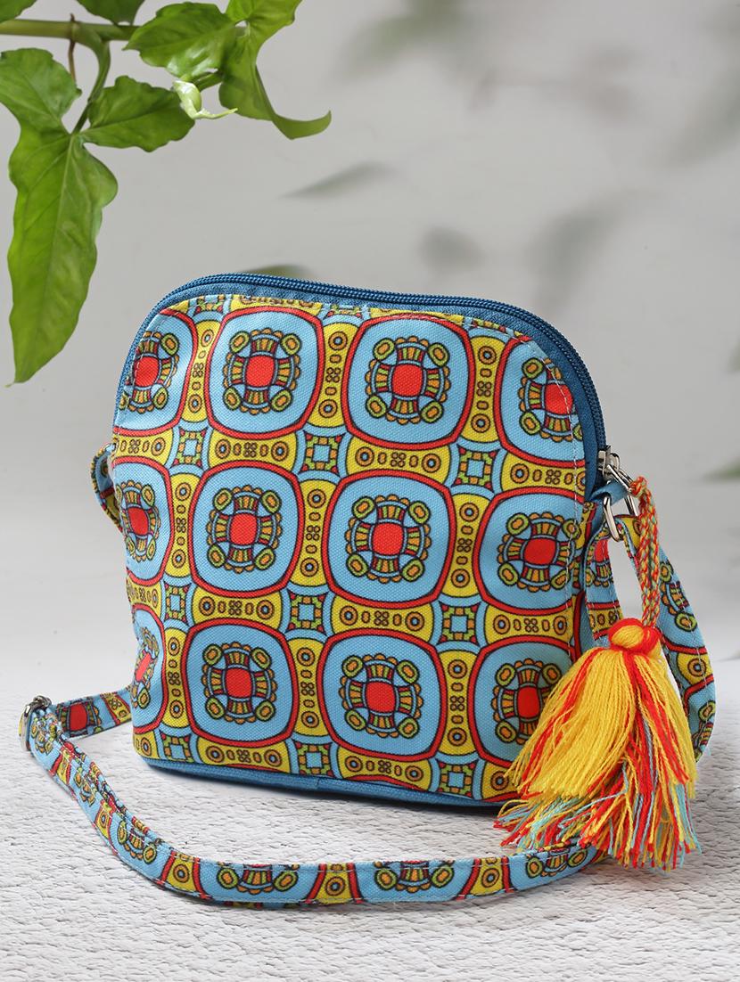 blue cotton polyester blend sling bag - 20150030 - Zoom Image - 0