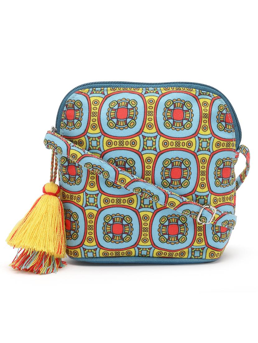 blue cotton polyester blend sling bag - 20150030 -  Standard Image - 1