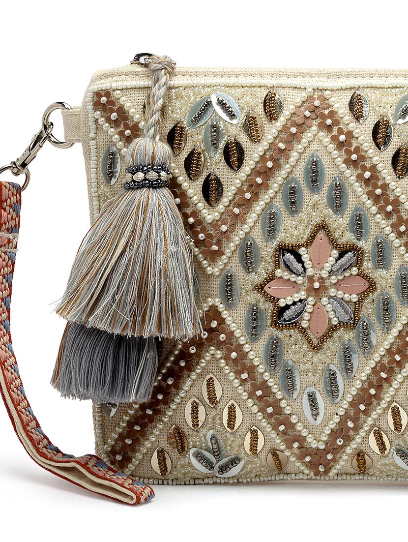 cream cotton sling bag - 20150031 - Standard Image - 4
