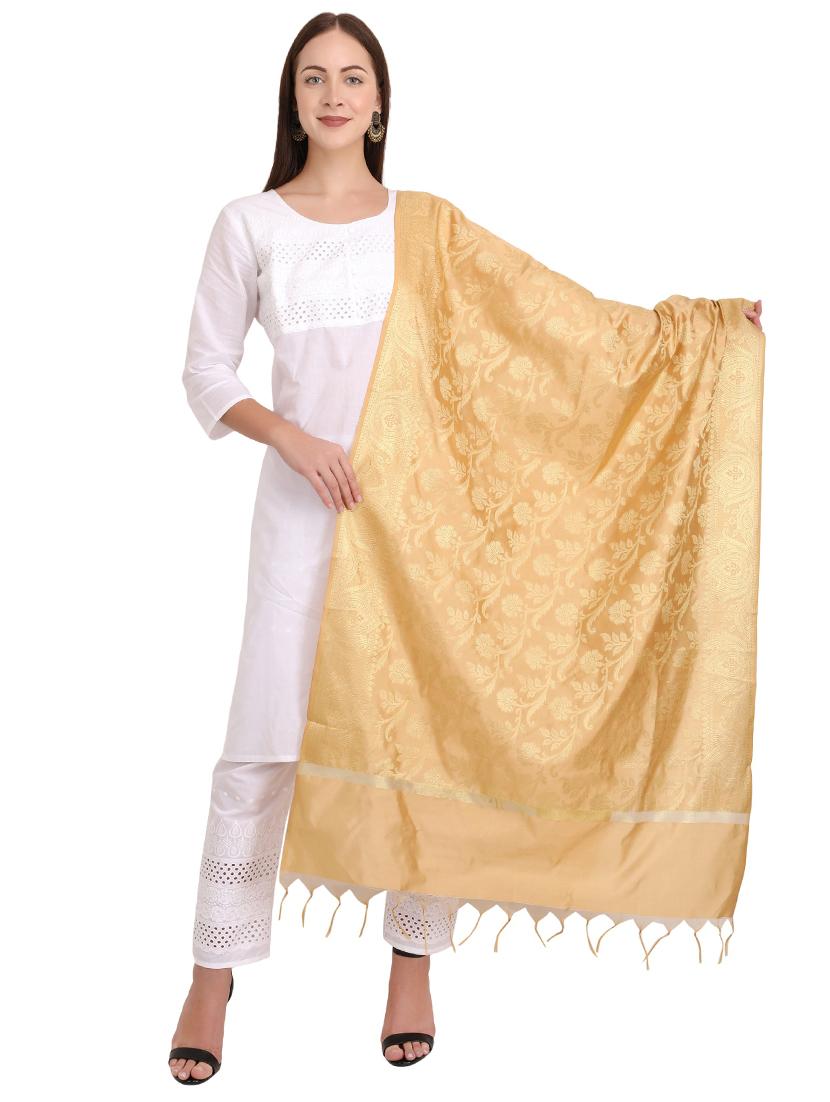 beige silk blend dupatta - 20150161 - Zoom Image - 0