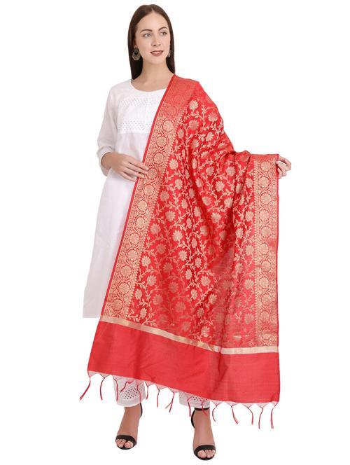 red silk blend dupatta - 20150162 - Standard Image - 0