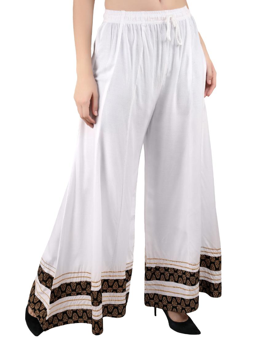 self design flared regular palazzo - 20150199 - Standard Image - 1
