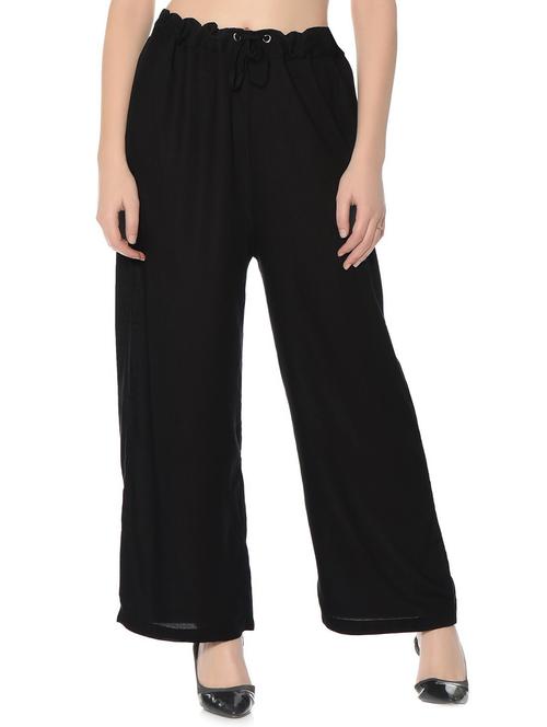 black solid straight fit relaxed palazzo - 20150302 -  Standard Image - 0