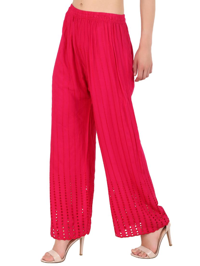 red solid straight fit relaxed palazzo - 20150317 - Standard Image - 1