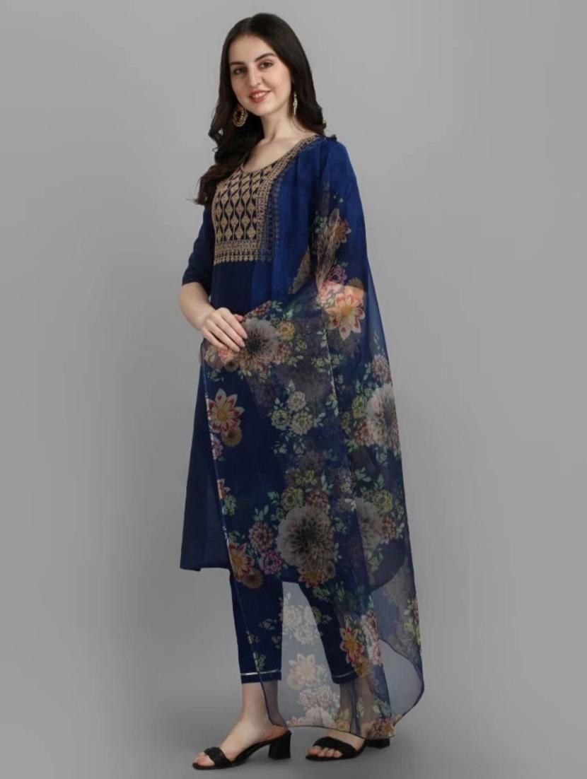 embroidered kurta pant set with dupatta - 20150513 - Standard Image - 1