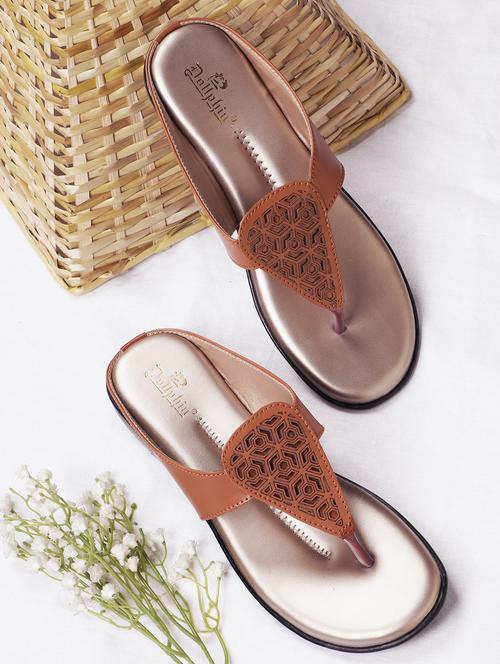 tan fabric slip on sandals - 20151185 - Standard Image - 0