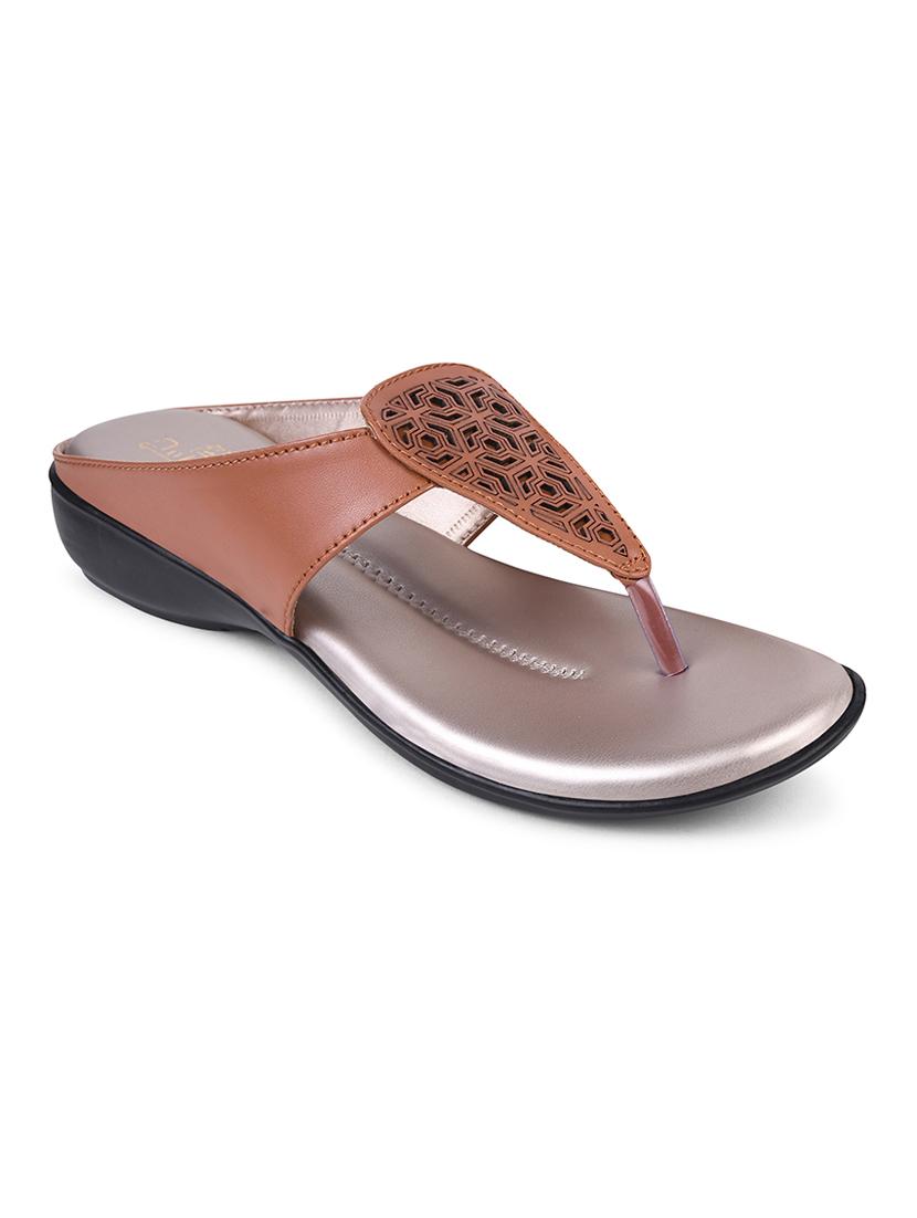 tan fabric slip on sandals - 20151185 -  Standard Image - 1