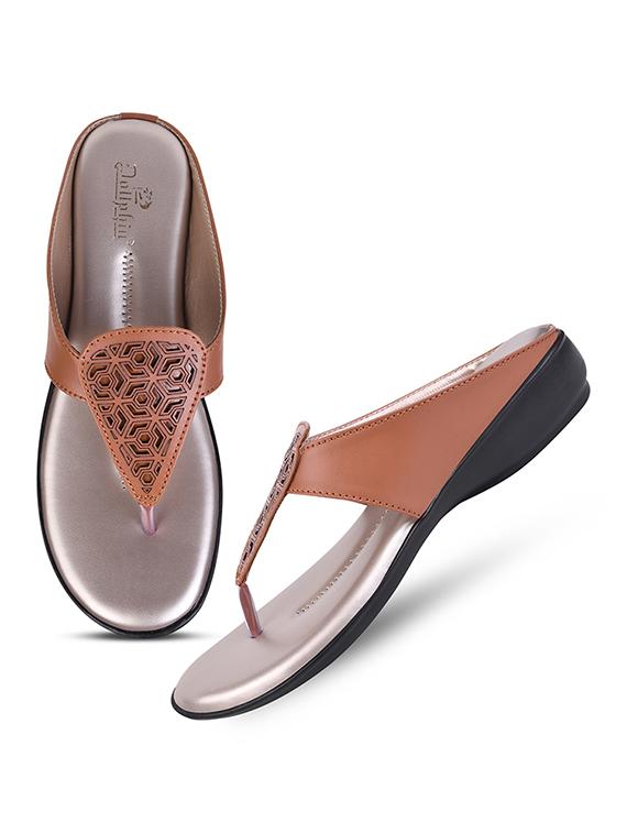 tan fabric slip on sandals - 20151185 - Standard Image - 4