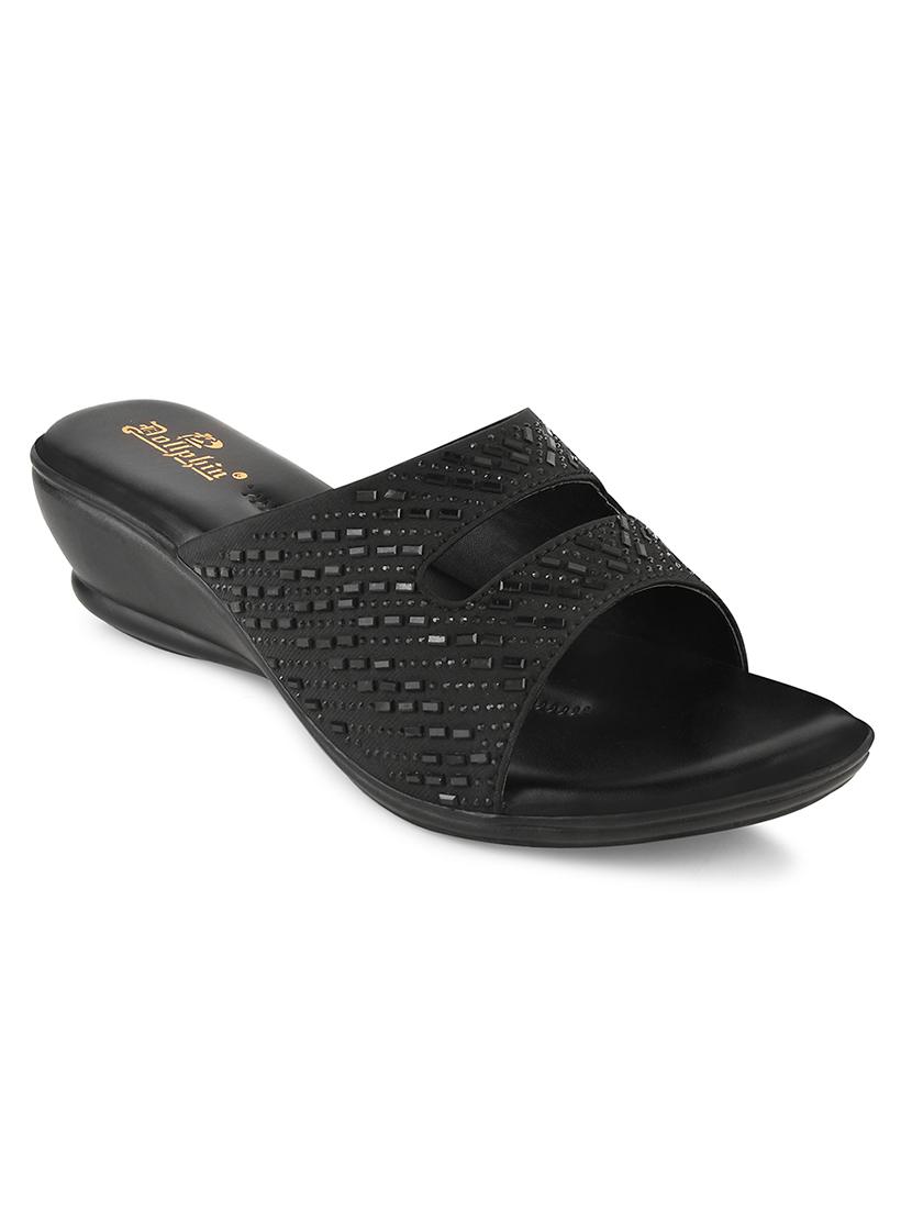 black fabric slip on sandals - 20151191 -  Standard Image - 1