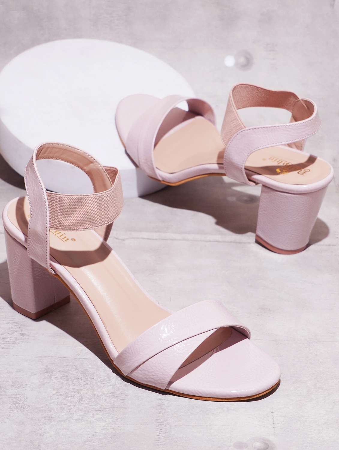 peach patent leather ankle strap sandals