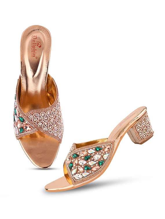 gold pu slip on sandals - 20151204 -  Standard Image - 4