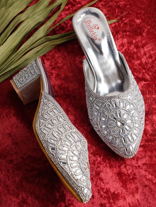 silver pu mules - 20151211 -  Standard Image - 0