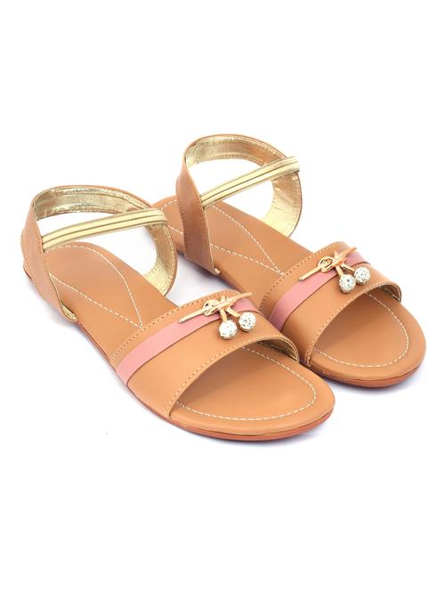 brown synthetic ankle strap sandals - 20151222 -  Standard Image - 0