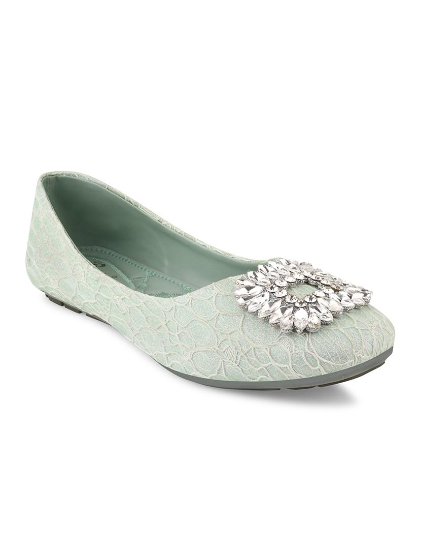 green pu slip on ballerina - 20151241 -  Standard Image - 1