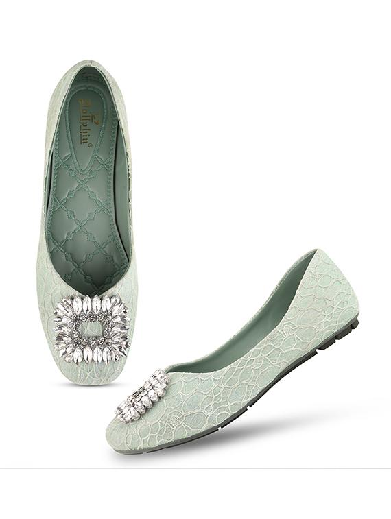 green pu slip on ballerina - 20151241 - Standard Image - 4