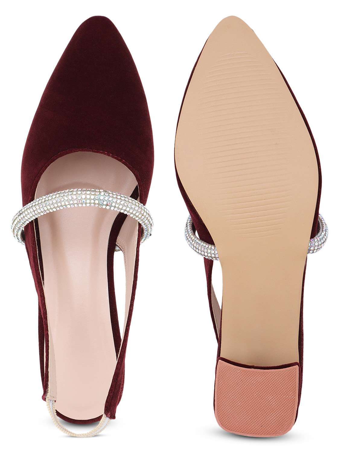maroon mules stretchable loop block heel sandal - 20151670 -  Standard Image - 4