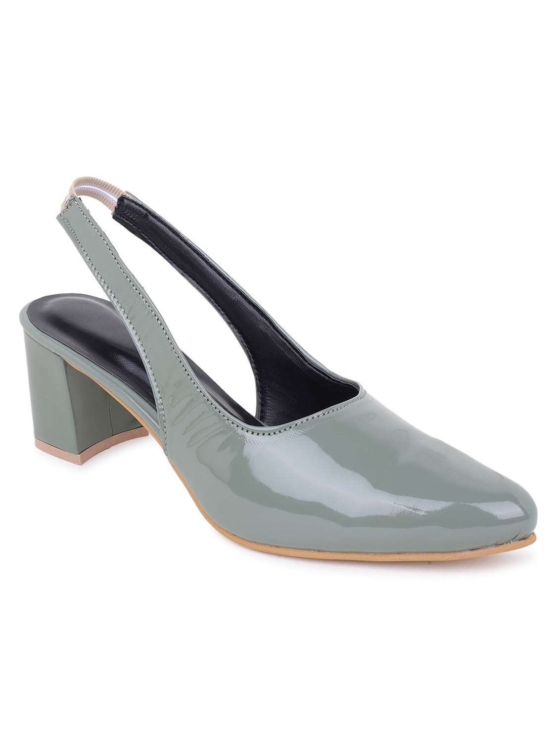 green mules block heel stretchable loop sandal - 20151671 -  Standard Image - 4